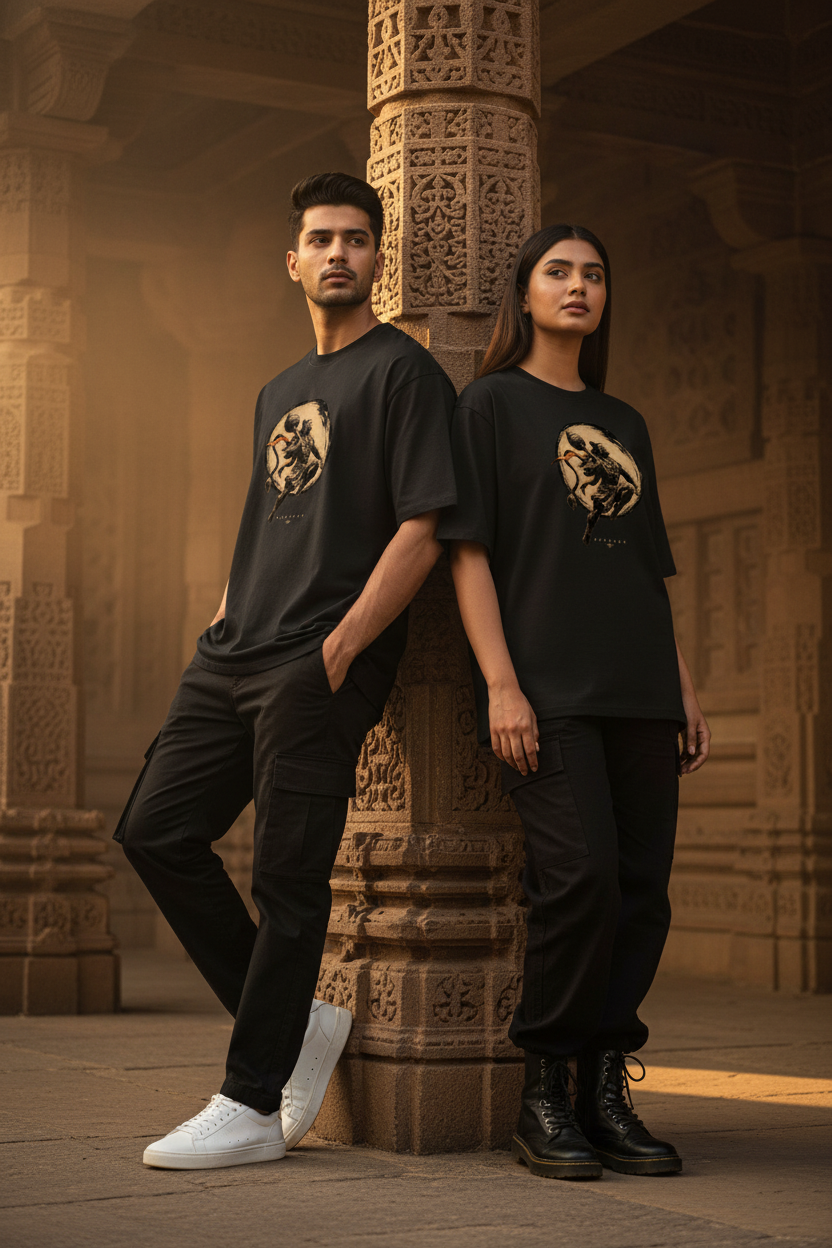 Unisex Men & Women Epic Hanuman Printed Oversized T-Shirt
