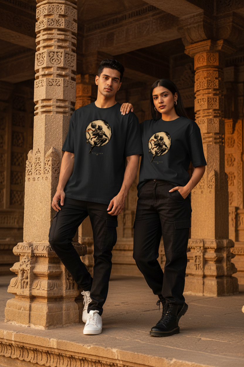 Unisex Men & Women Epic Hanuman Printed Oversized T-Shirt