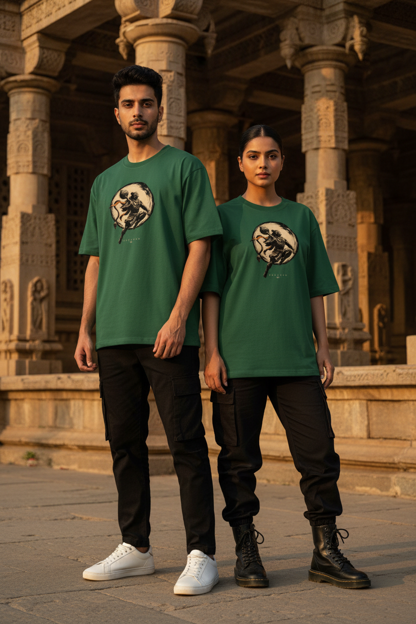 Unisex Men & Women Epic Hanuman Printed Oversized T-Shirt